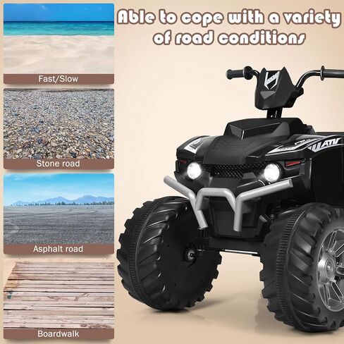 HONEY JOY 12V Ride On ATV, 4-Wheeler Battery Powered Toddler Quad, 2 Speeds, LED Headlights, Slow Start, Horn, Music, Treaded Tires, Electric Ride On Toy for Kids(Pink) in Saudi Arabia
