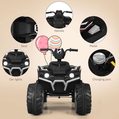 HONEY JOY 12V Ride On ATV, 4-Wheeler Battery Powered Toddler Quad, 2 Speeds, LED Headlights, Slow Start, Horn, Music, Treaded Tires, Electric Ride On Toy for Kids(Pink) in Saudi Arabia