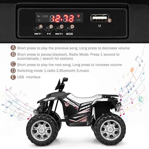 HONEY JOY 12V Ride On ATV, 4-Wheeler Battery Powered Toddler Quad, 2 Speeds, LED Headlights, Slow Start, Horn, Music, Treaded Tires, Electric Ride On Toy for Kids(Pink) in Saudi Arabia