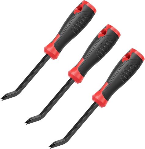 3Pcs Heavy Duty Staple Remover Tool, Upholstery Staple Puller Lifter, U Shape Nail Tack Lifter Tool with Nonslip Grip for Wood Floor Fabric Carpet Leather, Chrome Vanadium Steel in Saudi Arabia