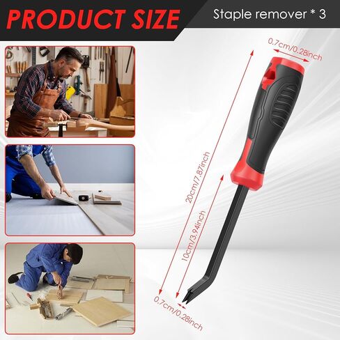 3Pcs Heavy Duty Staple Remover Tool, Upholstery Staple Puller Lifter, U Shape Nail Tack Lifter Tool with Nonslip Grip for Wood Floor Fabric Carpet Leather, Chrome Vanadium Steel in Saudi Arabia