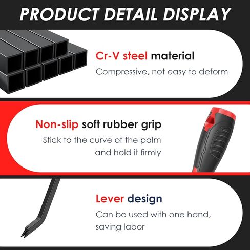 3Pcs Heavy Duty Staple Remover Tool, Upholstery Staple Puller Lifter, U Shape Nail Tack Lifter Tool with Nonslip Grip for Wood Floor Fabric Carpet Leather, Chrome Vanadium Steel in Saudi Arabia