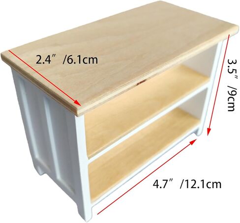 Dollhouse Miniature Kitchen Island 1/12 Scale Wood Counter with Storage Shelves Dining Table Restaurant Pub Bar (Brown) in Saudi Arabia