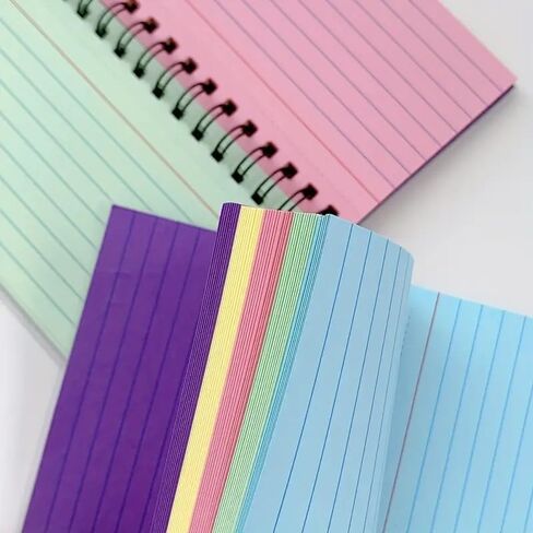 50 Sheets Index Cards, 3"x5" Flash Cards with Waterproof Covers, Tear-off Spiral Bound Pocket Notecards with 5 Colors Ruled Card for School College Office, Ideal for To Do List and Memory Learning in Saudi Arabia