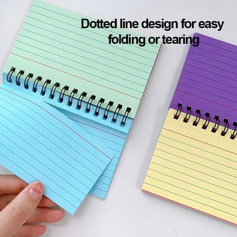 50 Sheets Index Cards, 3"x5" Flash Cards with Waterproof Covers, Tear-off Spiral Bound Pocket Notecards with 5 Colors Ruled Card for School College Office, Ideal for To Do List and Memory Learning in Saudi Arabia
