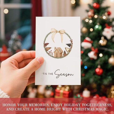 C2U Christmas Cards with Envelopes & Stickers - 24 Pack 4"x6" Rustic Holiday Greeting Card Assortment – 8 Festive Designs with Printed Wishes & Blank Space – Boxed Xmas Cards for Family, Friends & Teachers in Saudi Arabia