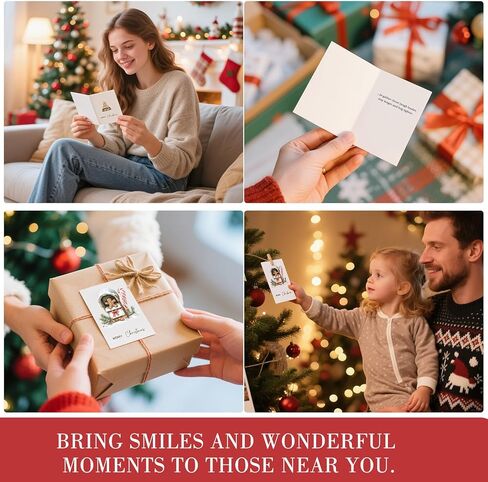 C2U Christmas Cards with Envelopes & Stickers - 24 Pack 4"x6" Rustic Holiday Greeting Card Assortment – 8 Festive Designs with Printed Wishes & Blank Space – Boxed Xmas Cards for Family, Friends & Teachers in Saudi Arabia
