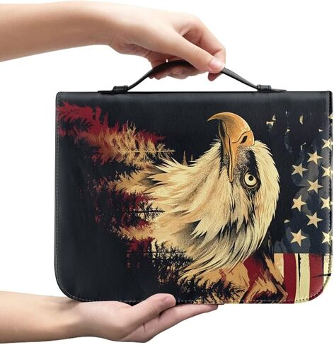 Leather Print Bible Cover for Women Men - PU Bible Case for Girls, Bible Study Supplies for Home, Office, Travel,Horse and Cross,Medium in Saudi Arabia
