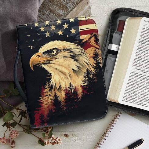 Leather Print Bible Cover for Women Men - PU Bible Case for Girls, Bible Study Supplies for Home, Office, Travel,Horse and Cross,Medium in Saudi Arabia