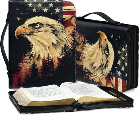 Leather Print Bible Cover for Women Men - PU Bible Case for Girls, Bible Study Supplies for Home, Office, Travel,Horse and Cross,Medium in Saudi Arabia