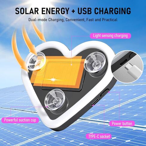 2Pcs Solar Powered Heart Shaped Led Neon Light, Car LED Atmosphere Light with 5 Modes, IP65 Waterproof, for Romantic Car Interior (Pink) in Saudi Arabia