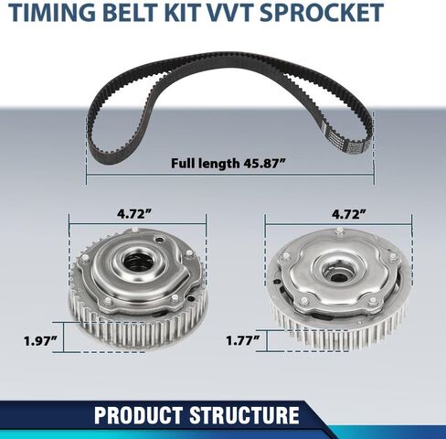 PIT66 Timing Belt Kit VVT Sprocket Compatible with Chevy Sonic 2012-2018/Cruze 1.8L 2011-2016/Aveo Aveo5 1.6L United States Region 2010-2011 K015603XS, TCK338 in Saudi Arabia