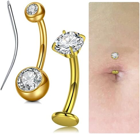 Longita 6-14mm Titanium Belly Button Rings Titanium Belly Ring Internal Threaded Short Long Bar Implant Grade Titanium Belly Ring Belly Rings for Women Surgical Steel Belly Button Piercing Silver Pink in Kuwait