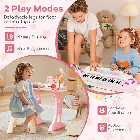 لوحة مفاتيح بيانو للأطفال من HONEY JOY، لعبة آلة موسيقية تعليمية للبيانو الإلكتروني مكونة من 31 مفتاحًا مع ميكروفون وأصوات وتشغيل التسجيلات والأضواء والمقعد، هدية للفتيات والأولاد (أزرق) in Kuwait