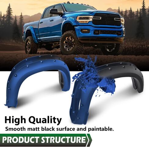 LQI Fender Flares 4PCS متوافقة مع Chevy Silverado 1500 2019 2020 2021 (غير مناسب 2019 LD) قالب فتح عجلة الحاجز Guardabarros، نمط مثبت بسلاسة in Saudi Arabia