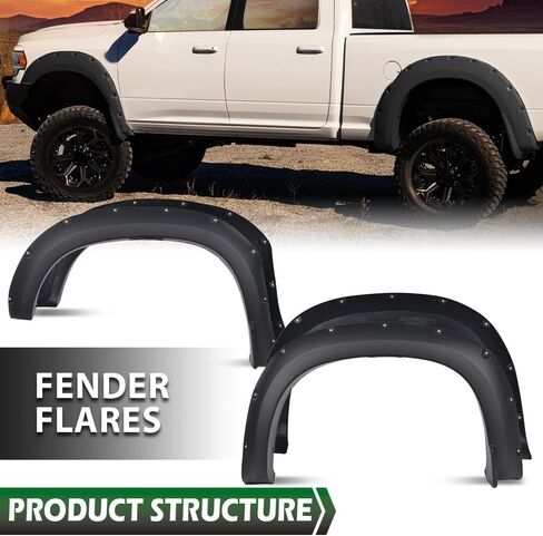 LQI Fender Flares 4PCS متوافقة مع Chevy Silverado 1500 2019 2020 2021 (غير مناسب 2019 LD) قالب فتح عجلة الحاجز Guardabarros، نمط مثبت بسلاسة in Saudi Arabia