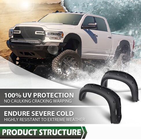 LQI Fender Flares 4PCS متوافقة مع Chevy Silverado 1500 2019 2020 2021 (غير مناسب 2019 LD) قالب فتح عجلة الحاجز Guardabarros، نمط مثبت بسلاسة in Saudi Arabia