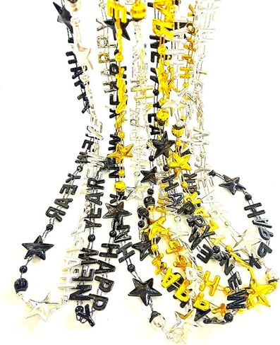12Pcs Happy New Year Black Gold Silver Beads Necklaces Party Favors New Year New Year's Eve Party Bead Necklaces Decorations in Kuwait