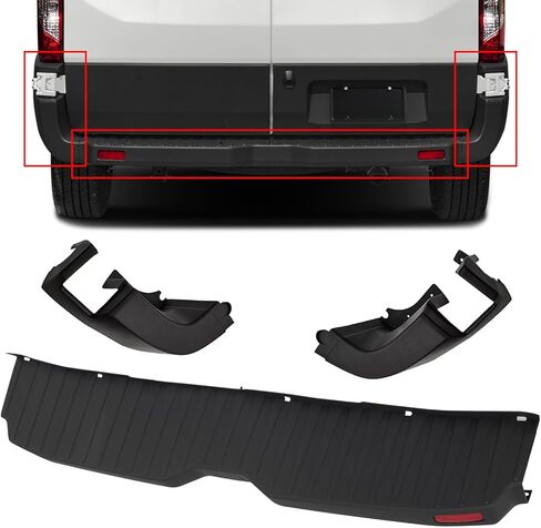 Bewild Rear Bumper Cover & Side End Cap Cover Compatible with 2015-2024 Ford Transit Pass Van 150 250 350 Rear Left & Right Kit BK3117926AG/BK3117927AG/CK4Z17C829AC (With Reflector) in Saudi Arabia