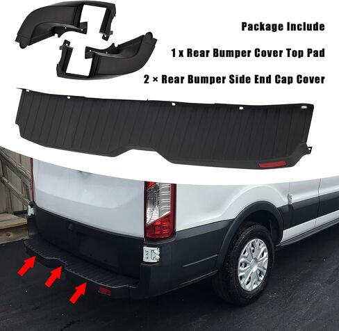 Bewild Rear Bumper Cover & Side End Cap Cover Compatible with 2015-2024 Ford Transit Pass Van 150 250 350 Rear Left & Right Kit BK3117926AG/BK3117927AG/CK4Z17C829AC (With Reflector) in Saudi Arabia
