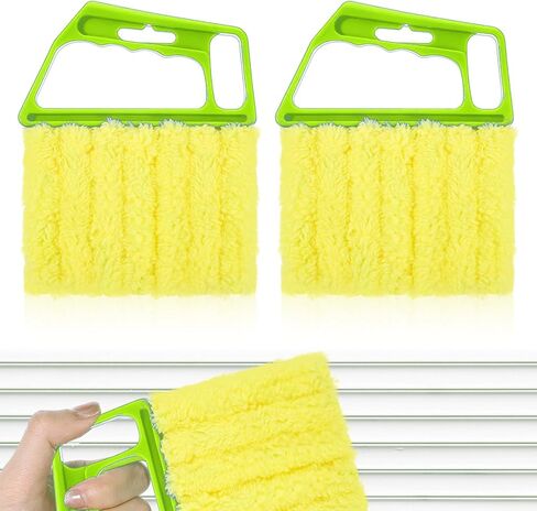 2-Pack Microfiber Blind Cleaner Tools - 7-Finger Washable Duster for Venetian Blinds, AC Vents, Fans & Wood Surfaces - Flexible Head with Non-Slip Handle in Saudi Arabia