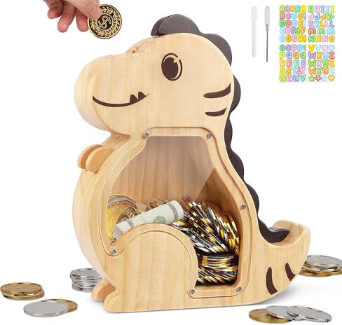 Wooden Piggy Bank for Kids Boys Girls, Personalized Money Bank for Toddlers, Unbreakable Coin Bank, Cute Children Gift for Birthday, Christmas, Thanksgiving, Baby Shower (Excavator) in Saudi Arabia