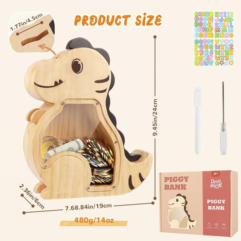 Wooden Piggy Bank for Kids Boys Girls, Personalized Money Bank for Toddlers, Unbreakable Coin Bank, Cute Children Gift for Birthday, Christmas, Thanksgiving, Baby Shower (Excavator) in Saudi Arabia