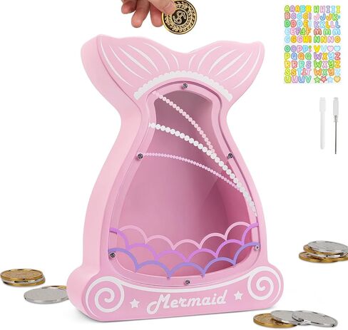 Wooden Piggy Bank for Kids Boys Girls, Personalized Money Bank for Toddlers, Unbreakable Coin Bank, Cute Children Gift for Birthday, Christmas, Thanksgiving, Baby Shower (Excavator) in Saudi Arabia