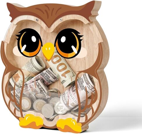 Wooden Deer Piggy Bank for Kids, Cute Sika Deer Money Bank for Boys Girls, Unbreakable Kids Money Box for Boys Girls Toddlers, Large Saving Coin Jar for Home Décor, Birthday in Saudi Arabia