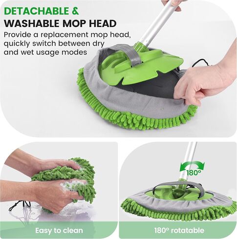 Car Wash Brush with Long Handle, 60'' Car Wash Mop, 7Pcs Chenille Microfiber Cars Washing Kit with Window Squeegee/Microfiber Towels /Wheel Brush for Cars RV Truck Boat Floor Window, Blue in Saudi Arabia