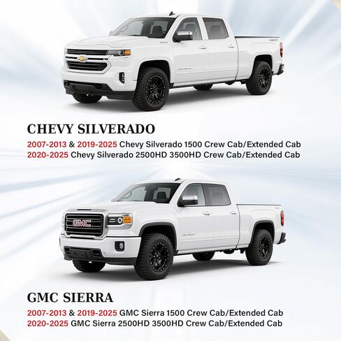 مجموعة كاملة من أغطية مقاعد القماش المقاومة للماء Coverado Chevy Silverado، تناسب Silverado GMC Sierra 2007-2013 & 2019-2025 1500، 2020-2025 2500HD 3500HD Crew Double Extended Cab (أمامي مسطح وخلفي مسطح، أسود) in Saudi Arabia
