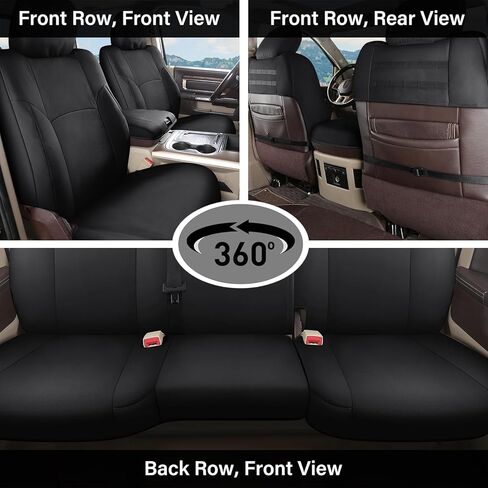 مجموعة كاملة من أغطية مقاعد القماش المقاومة للماء Coverado Chevy Silverado، تناسب Silverado GMC Sierra 2007-2013 & 2019-2025 1500، 2020-2025 2500HD 3500HD Crew Double Extended Cab (أمامي مسطح وخلفي مسطح، أسود) in Saudi Arabia