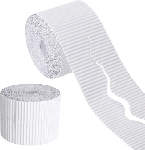 uxcell 49.2ft Bulletin Board Border, Corrugated Paper Decorative Wavy Border, Scalloped Rolled Border Trim for Crafts Classroom Offices DIY Project Party Birthday Decoration, White in Saudi Arabia