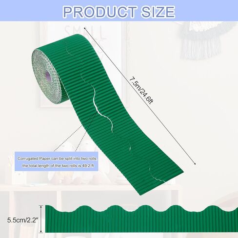 uxcell 49.2ft Bulletin Board Border, Corrugated Paper Decorative Wavy Border, Scalloped Rolled Border Trim for Crafts Classroom Offices DIY Project Party Birthday Decoration, White in Saudi Arabia
