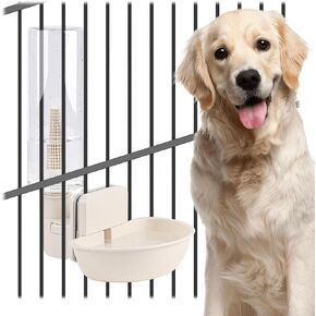 Hanging Automatic Food Water Dispenser,Gravity Pet Feeder Water Dispenser Set,Cage Cat Water Dispenser,Food Bowl for Bunny Guinea Pig Ferret Water Dispenser (Small Bowl Size)