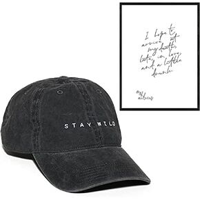 Atticus Poetry Hat, Embroidered Brushed Cotton Women’s Baseball Hat (Stay Wild) Late in Love Quote Print