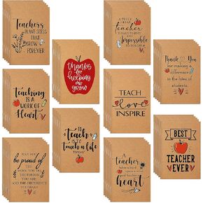 Lincia 100 Pcs Teacher Appreciation Gifts Bulk Mini Note Pad Motivational Teacher Week Notepads Thank You Kraft Notebooks Inspirational Pocket Notebooks for Teachers Teacher's Day