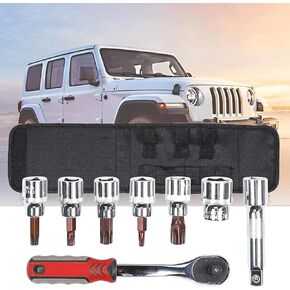 Hoolcar Hard Top and Door Removal Torx Tool Set Socket Wrench Multi-Tool Case Kit for 1997-2021 Jeep Wrangler TJ JK JKU JL JLU Sport Sahara Rubicon X