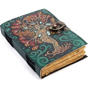 HC HAIDER CRAFT كتاب تعويذة فارغ للظلال - مجلة مع قفل قفل - لوازم السحر - مذكرات جلدية مصنوعة يدويًا - وثنية صلاة منقوشة - دفتر Wiccan اليومي in Kuwait