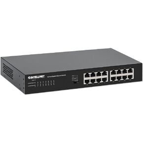 Intellinet 16 Port Gigabit Ethernet Switch – 10 / 100 / 1000 Mbps – Unmanaged,Metal Housing, Fanless Quiet, Long Distance, VLAN & Extend Mode – for Computer Desktop Networking-3 Yr Mfg Warranty–561815