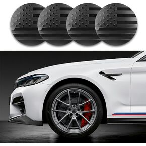 4PCS American Flag Wheel Center Caps, Center Caps for Rims, Car Wheel Center Rims Stickers Decals, Automotive Exterior Accessories Waterproof & Rustproof Wheel Hub Cap for Car (Black)