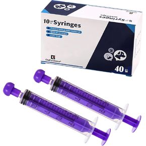 Gufastore 40pcs 10ml Syringes with Caps for Industry Lab Pet Feeding (Blue)