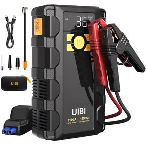 X5 Car Jump Starter with Air Compressor, 2000A Car Battery Jump Starter with 150PSI Tire Inflator Portable, Battery Jumper Starter, Jump Box for 8.0L Gas or 6.0L Diesel Vehicles.