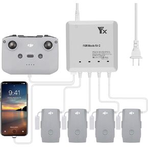 Hanatora Air 2S,Mavic Air 2 Battery Charger Compatible with DJI Air 2S,Mavic Air 2 Drone,Rapid Multi Parallel Charging Hub Accessories