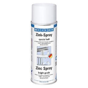 WEICON Zinc Spray Bright Grade | 13.5 Oz (400 ml)| Rust protection, heat-resistant and suitable as a primer for Metal | Fast Drying | Galvanizing colour, Hot Dip Galvanization