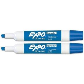 Expo 80003 Low Odor Dry Erase Markers, Chisel Tip, Blue Color, 2 Sets with 12 Markers, Total of 24 Markers