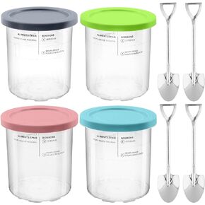 4 قطع مجموعة باينت الآيس كريم DIY 24oz من درجة الطعام محلية الصنع متوافقة مع Ninja Creami NC500 NC501 Series Deluxe، مكاييل وأغطية صانعات الآيس كريم، خالية من مادة BPA وآمنة للاستخدام في غسالة الأطباق in Kuwait