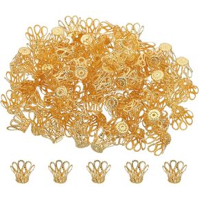 PATIKIL Flower Bead Caps, 100Pcs 6x5mm Hollow Metal Spacer Bead End Caps for Jewelry Making Earring Bracelets Necklace DIY Crafting, Black