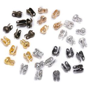 800Pcs Metal Side Fold Clamshell Bead End Tips Open Clamshell Crimp Bead Tips End Cap Knot Cover for Jewelry Making DIY Findings Crafts and Decorations