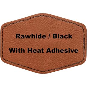 3X2" Hexagon Laserable Leatherette Patch with Self-Adhesive Heat Pressure Adhesive, Blank Hat Patches, Glowforge Laser Supplies, Faux Leather, 25 Pack (Bamboo/Black)